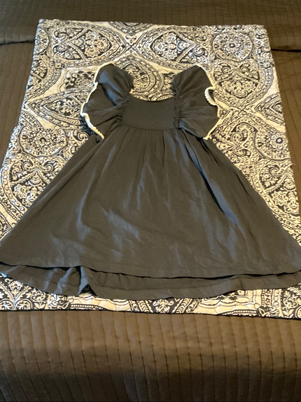 H&M Black Short Flutter Sleeve Swing Dress